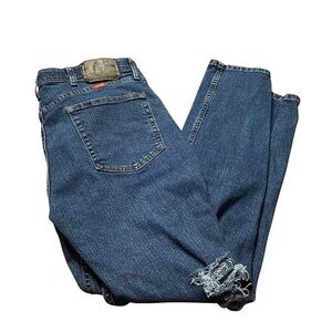 Wrangler Men’s Distressed Jeans 34x30 Regular Fit Dark Wash